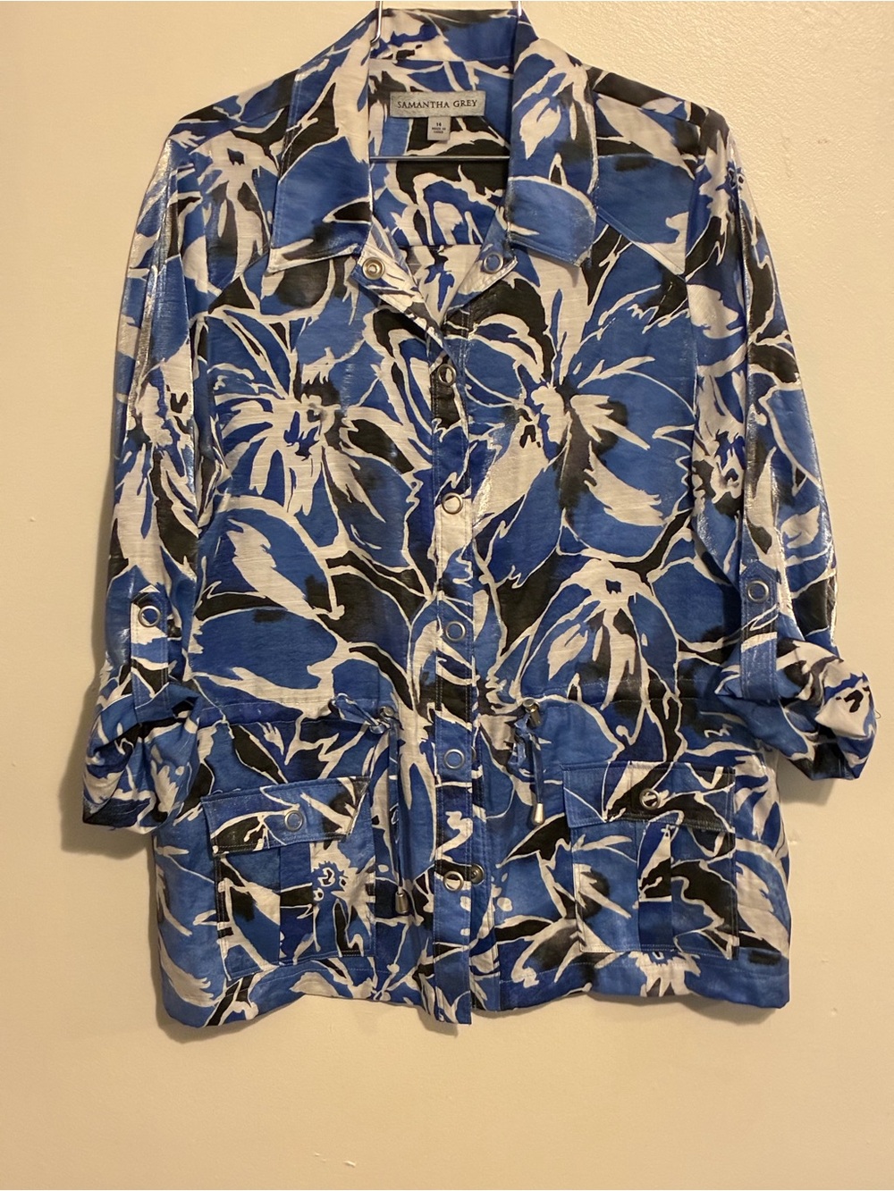 Samantha Gray Blue Floral Button-Down Shirt